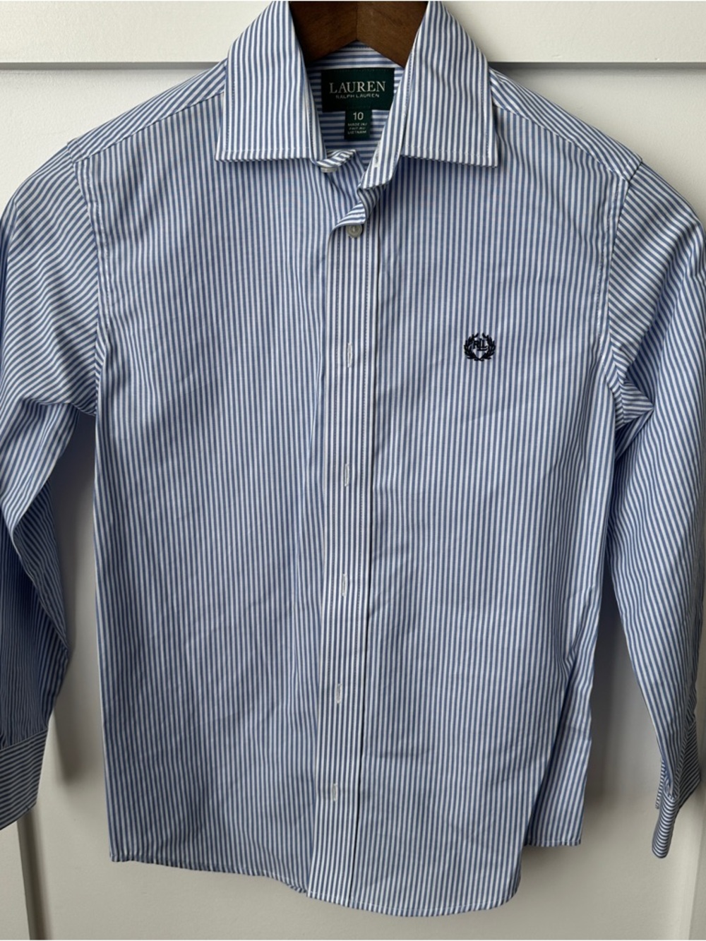 Lauren Ralph Lauren White and Blue Striped Men’s Dress Shirt
